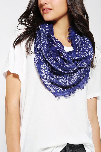 Embellished Woodblock Eternity Scarf Urban Outfitters