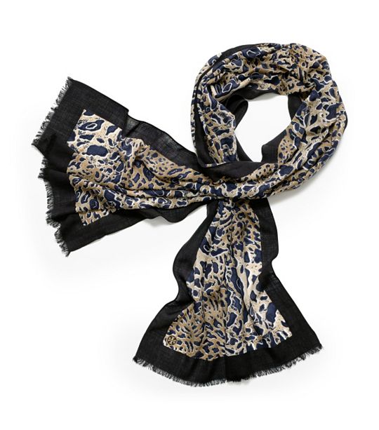 Abstract Leopard Scarf Tory Burch
